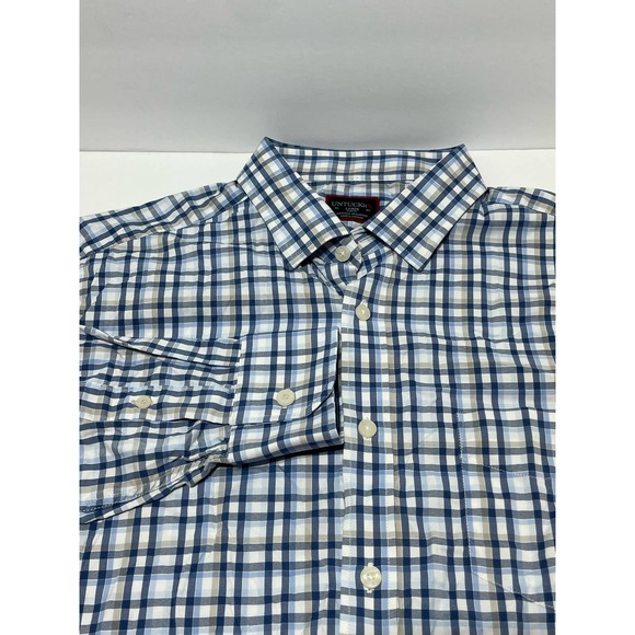 Untuckit Button Up Long Sleeve Shirt White and Blue‎ Size Large EUC - Picture 1 of 5